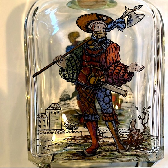 Vintage Italian glass carafe decanter bottle, hand painted, cork/glass stopper - Picture 5 of 10